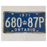 1971 Ontario License Plate