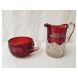 2 Leechburg PA Ruby Flash Souvenir Glasses