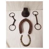 Horseshoes, Bits & Metal Bell 1 Lot