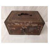 Antique Steel Lock Box w/ Key