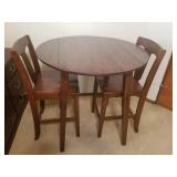 Wooden Pub Table w/ 2 Chairs