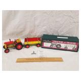 Vintage Schylling Tin Wind Up Tractor & Trailer w/