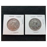 1942S & 1943S Walking Liberty Silver Half Dollars