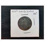 1853 Liberty Seated Silver Quarter