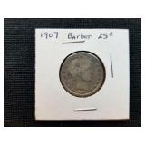 1907 Barber Silver Quarter