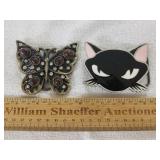 Butterfly & Cat Belt Buckles 1 Lot