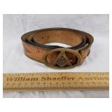 Masonic Belt Buckle And Leather Belt 1 Lot