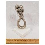 Kissing Couple Iron Art w/ Marble Base 8 & 1/2" H