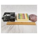 3 Marble Trinket Boxes 1 Lot