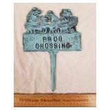 Cast Iron Frog Crossing Sign 10" H