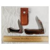 Sharp & U.S.A. Pocket Knives w/ Sheath & Case