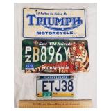License Plates 2 Metal 1 Cardboard 1 Lot