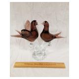 Vintage Art Glass Doves 10" H