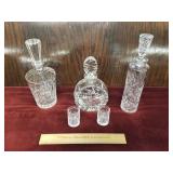 Crystal Glass Decanters w/ Glasses