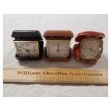 3 Vintage Travel Clocks 1 Lot