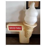 Vintage Plastic Dairy Queen Drive Thru Sign