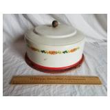 Vintage Metal Cake Carrier w/ Wood Base