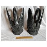 Hand Carved Wooden Swans 20" H
