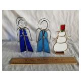 Stained Glass Angels & Snowman