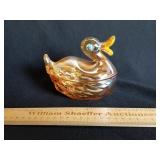 Carnival Glass Duck Dish Small Chips