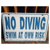 No Diving Swim Metal Sign 12 x 18"