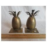 Brass Pineapple Bookends 6" H