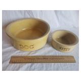 Stoneware Dog & Cat Bowls Some Chips