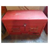 Metal Toolbox w/ Key 1 Broken Handle w/ Contents