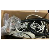 Box of Extension Cords & Power Strips