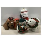 Assortment of Small Stuffed Bear, Snowmen, etc.