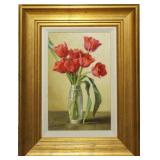 Linda L. Volrath 'Bright Red Tulips' painting