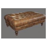 Button and tufted leather ottoman