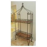 Metal and wood plant stand