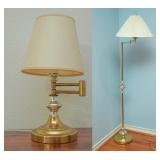 Cantilever arm brass lamp set