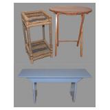 Assorted small tables and benches