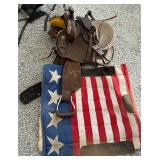 Saddle and American flag saddle pad