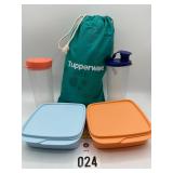 Tupperware Tumbler, Towel & Lunch-It containers
