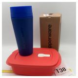Tupperware CrystalWave Divided dish and Tumbler