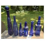 Blue glass bottles