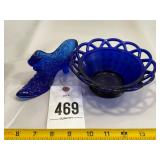 Blue Glass Shoe and Dish