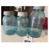 Blue Ball glass jars with zinc lids