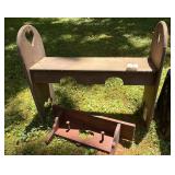 Small wooden bench and shelf