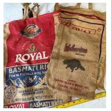 Beans and rice burlap bags
