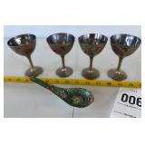 Oriental spoon and small drink glasses