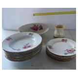 Rose Design, dishes and vase