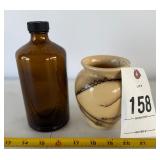 Pottery and glass jar