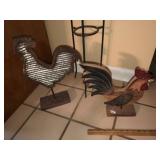 (2) Wood Roosters