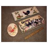 (3) Rooster Decorative Trays