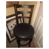 Cherry Leather Seat Bar / Kitchen Stool