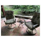 3 Pc Metal Swivel Arm Chair & Drink Table Set